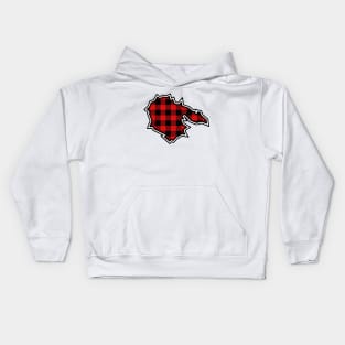 Hornby Island Silhouette in Plaid - Red and Black Pattern - Hornby Island Kids Hoodie